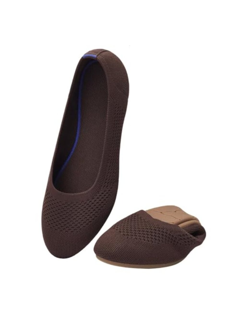 Women's Ballet Flats Round Toe Knit Slip On Comfort Walking Shoes